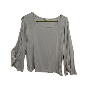 LOFT Open Shoulder light grey long sleeve top